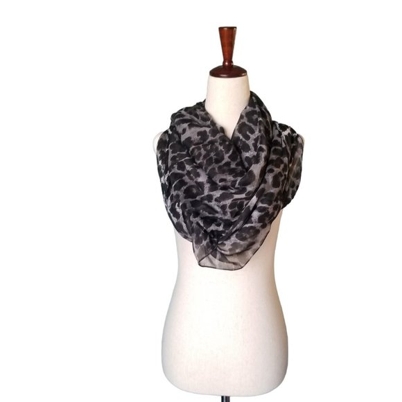 Wilson's Leather 3 in 1 Scarf Fashion Sarong Coverup Black Leopard Print w Tags - Picture 5 of 12